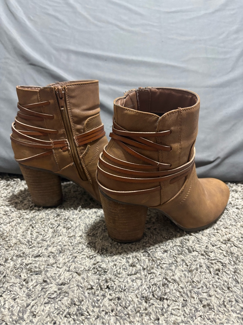 Madden Girl Cognac Wrap-Strap Ankle Boots